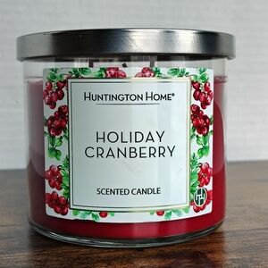 Huntington Home Holiday Cranberry Candle Jar with Festive Label